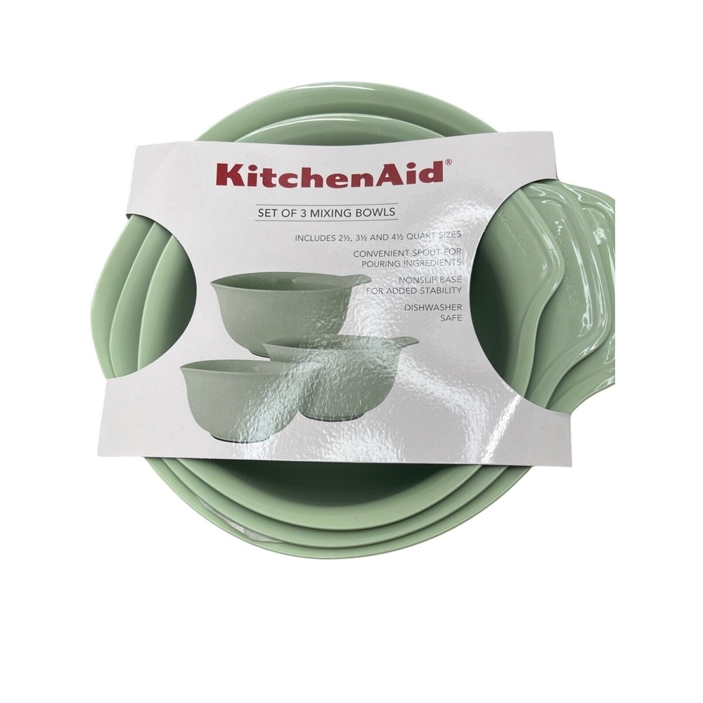 KitchenAid Set Of 3 Mixing Bowls With Non-Slip Base & Pour Spout‎ 2.5 3.5 & 4.5